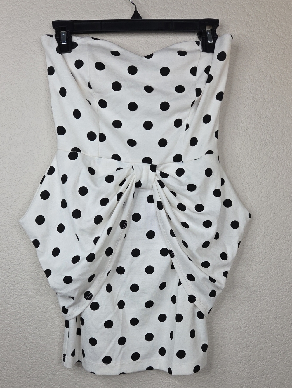 Strapless White Polka Dot Cocktail Dress